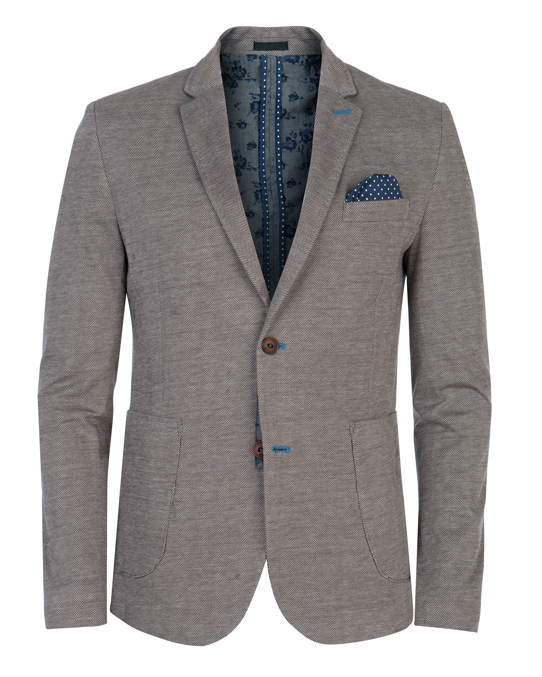 Herringbone jersey blazer - Grey | Tops 