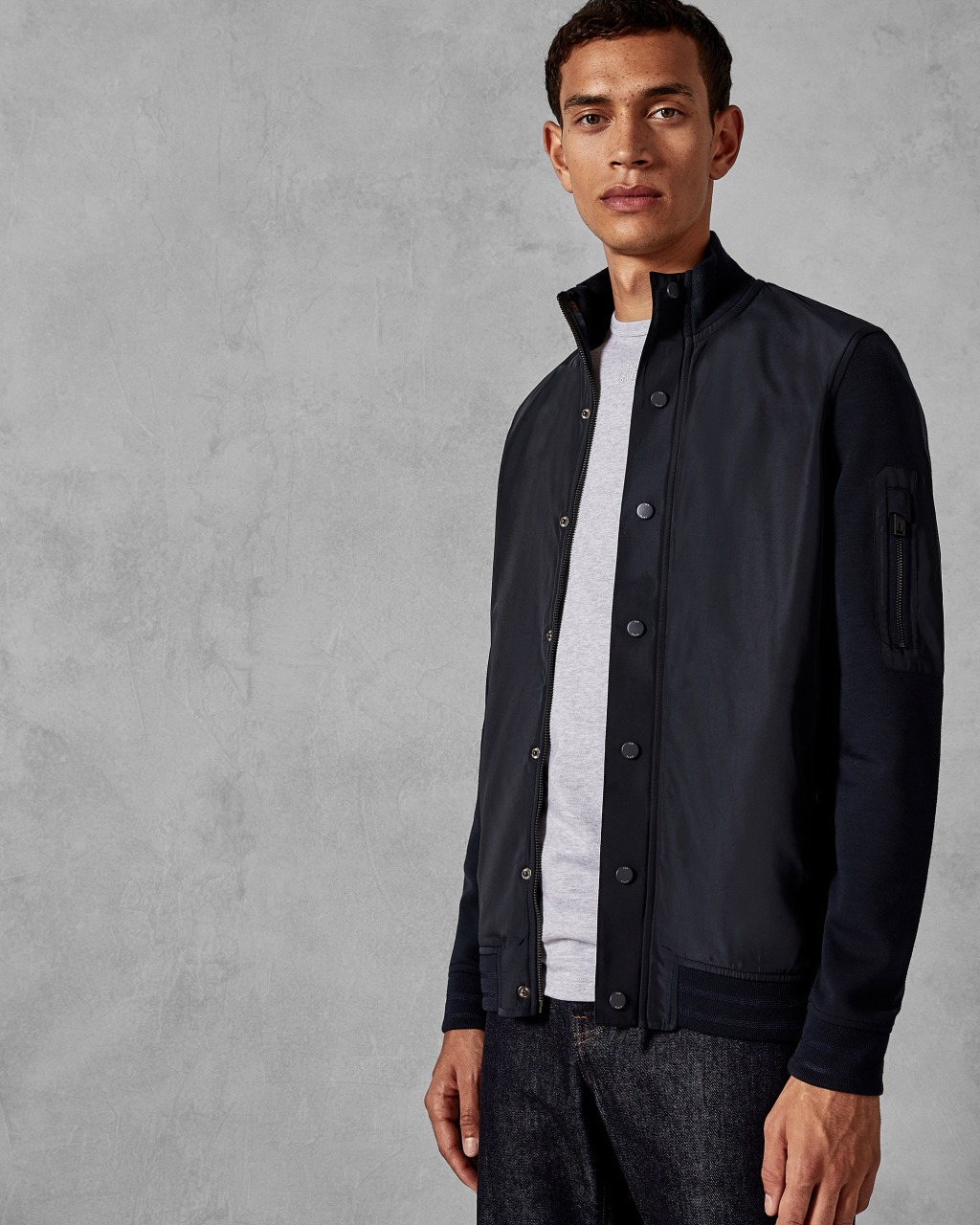 Funnel neck nylon jacket - Navy | Jackets and Coats | Ted Baker UK