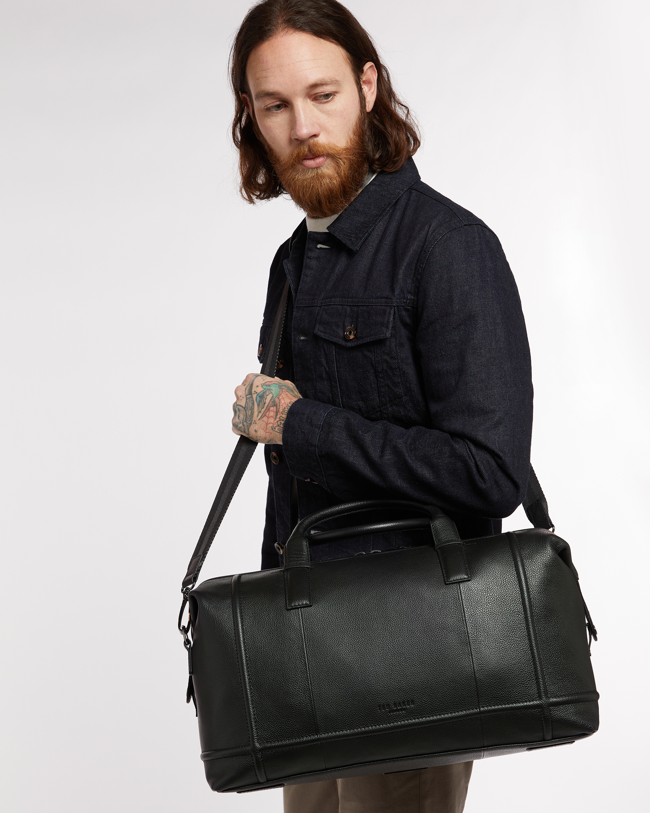 Mens Bags Duffel bags and weekend bags Ted Baker Synthetic Striped Pu Holdall in Black for Men 