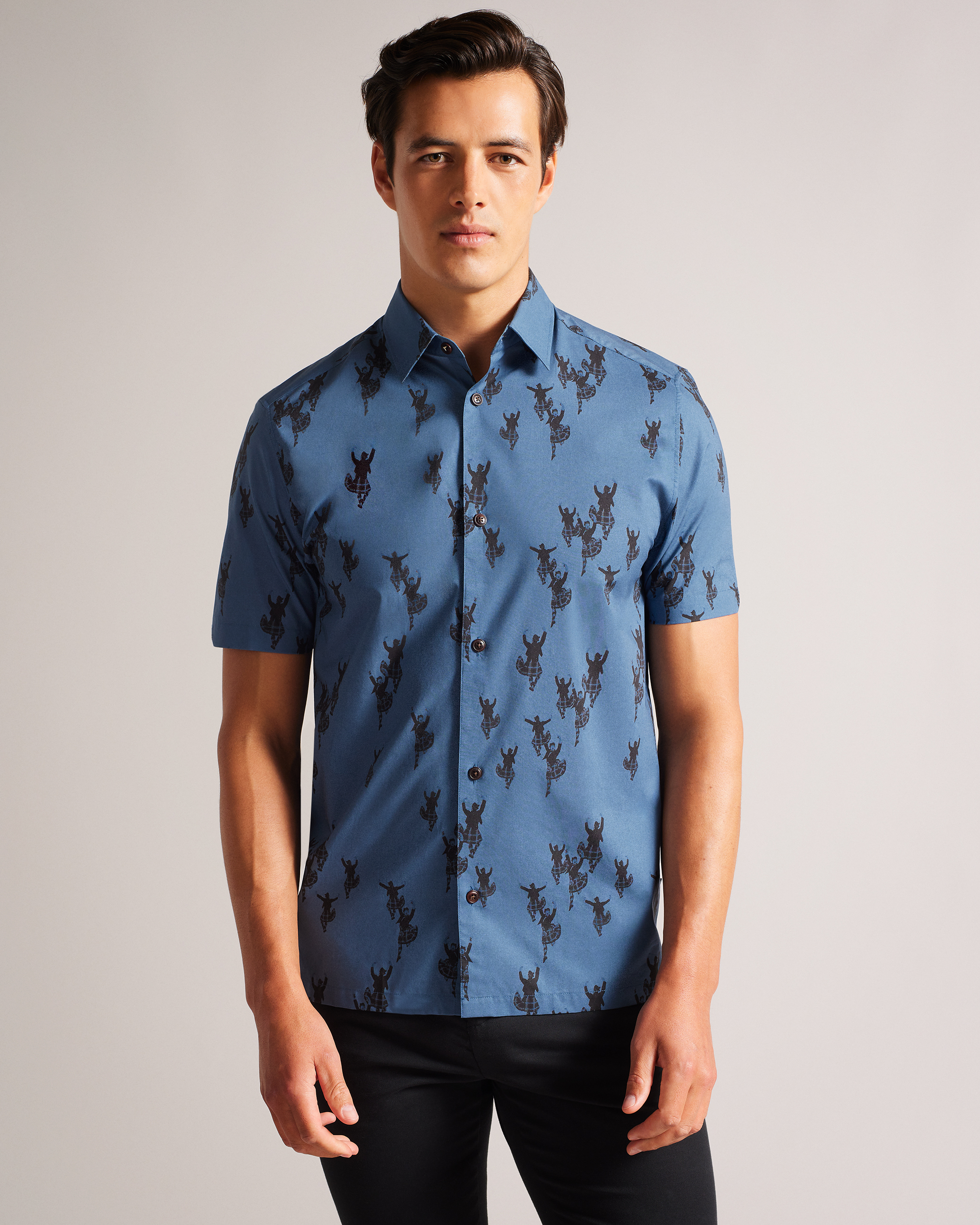Amiri Star-print Short-sleeved Silk Shirt in Blue for Men Mens Clothing Shirts Casual shirts and button-up shirts 