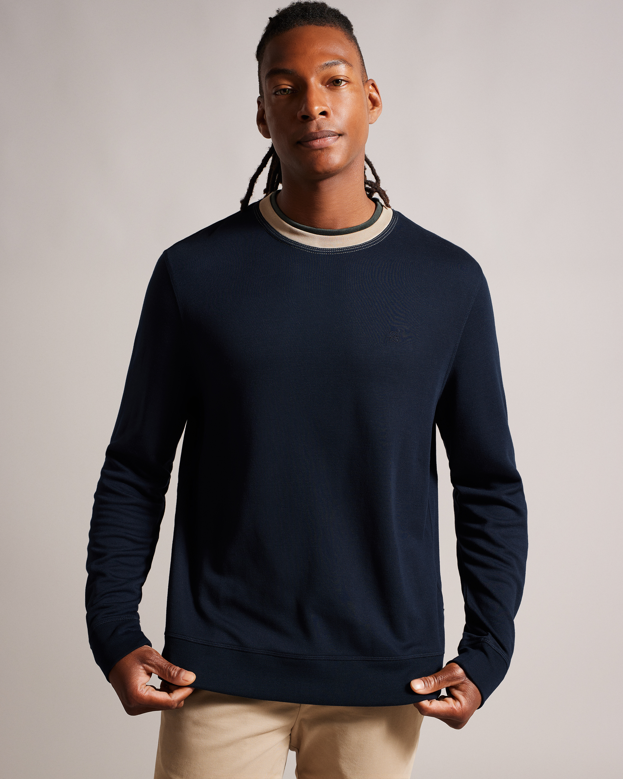 Cowl Neck Hoodie For Men Sweatshirt in Navy
