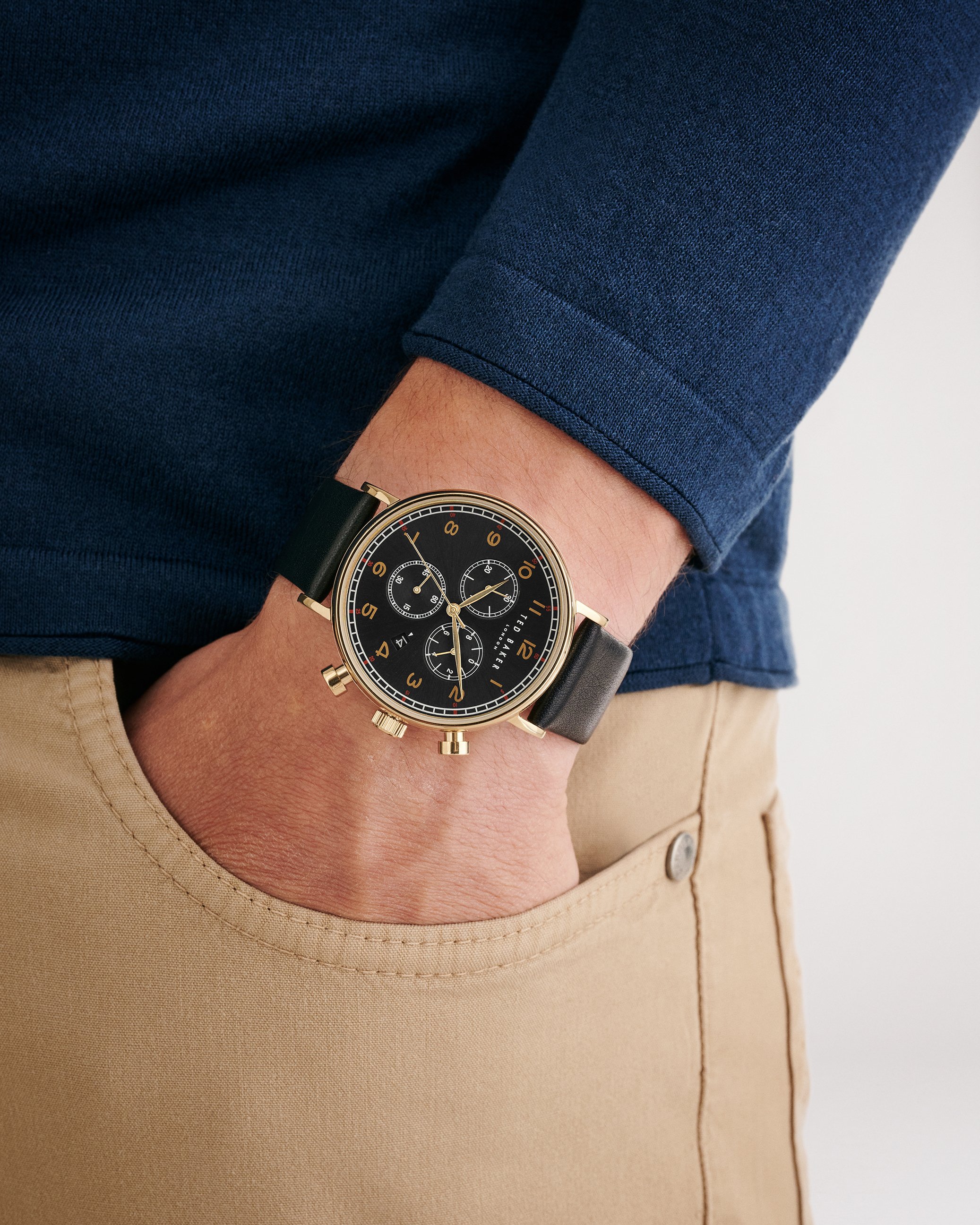 Ted Baker Relógio masculino azul ecológico com pulseira de couro (modelo:  BKPPGS3049I), Azul