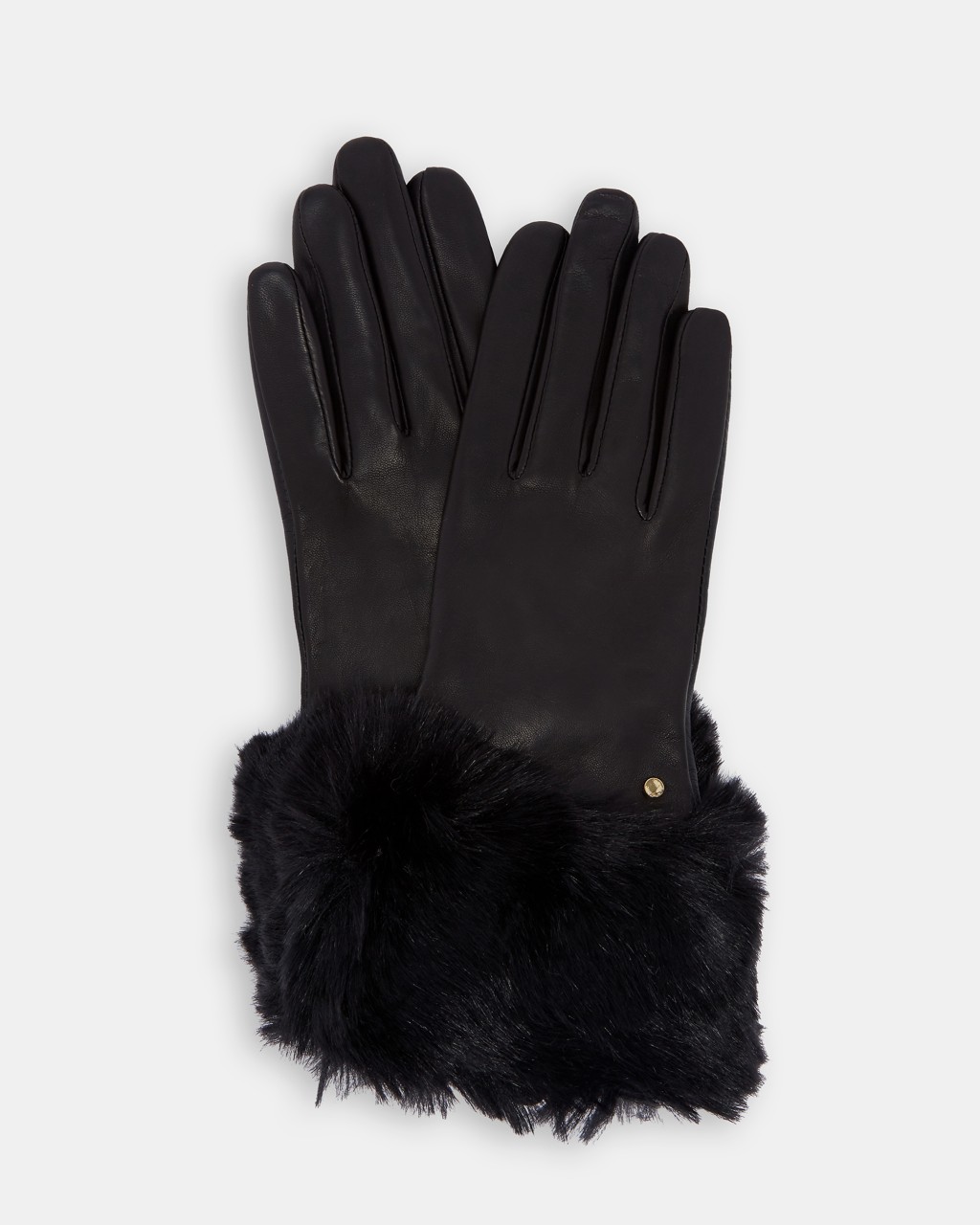 leather fluffy gloves