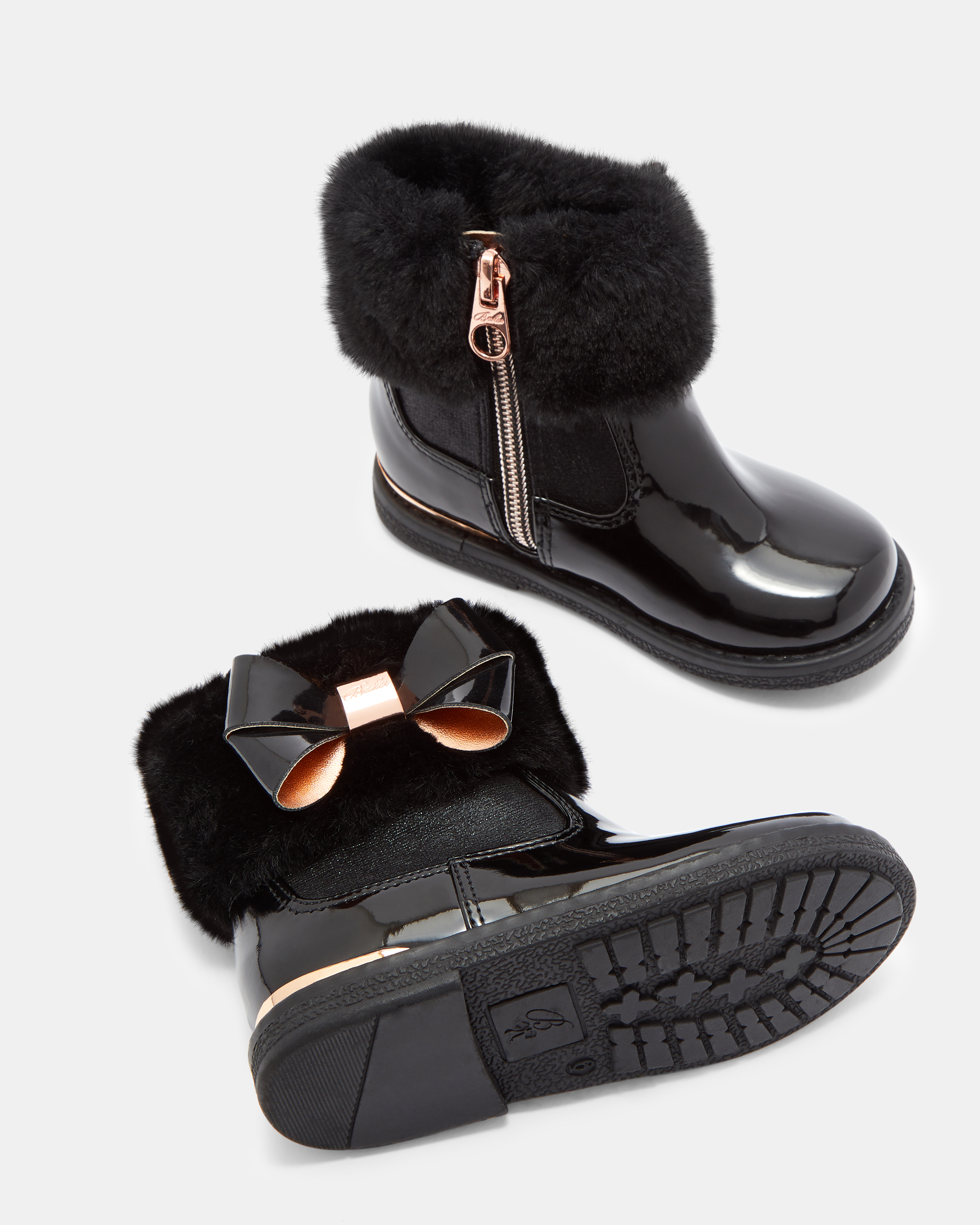 Faux fur cuff boots - Black | Girls 