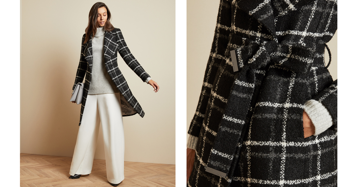 ted baker check wrap coat