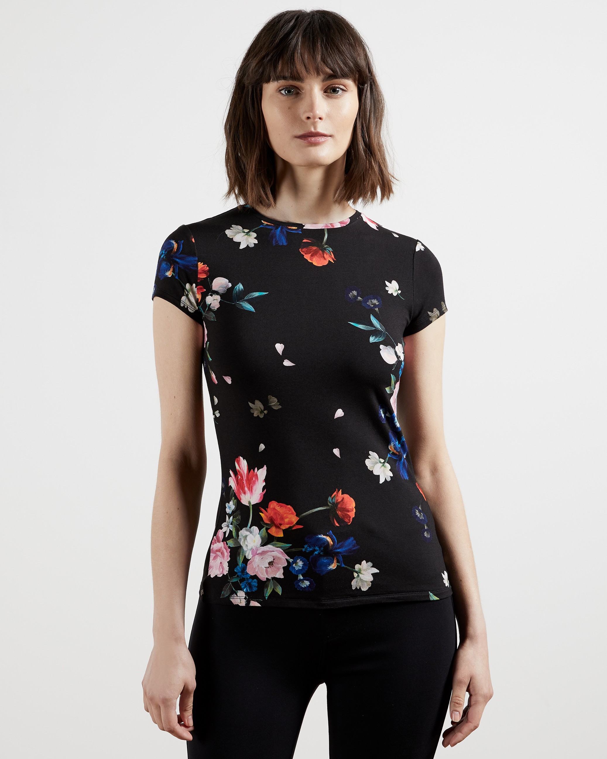 Sandalwood fitted T-shirt - Black Tops and T-shirts | Ted Baker