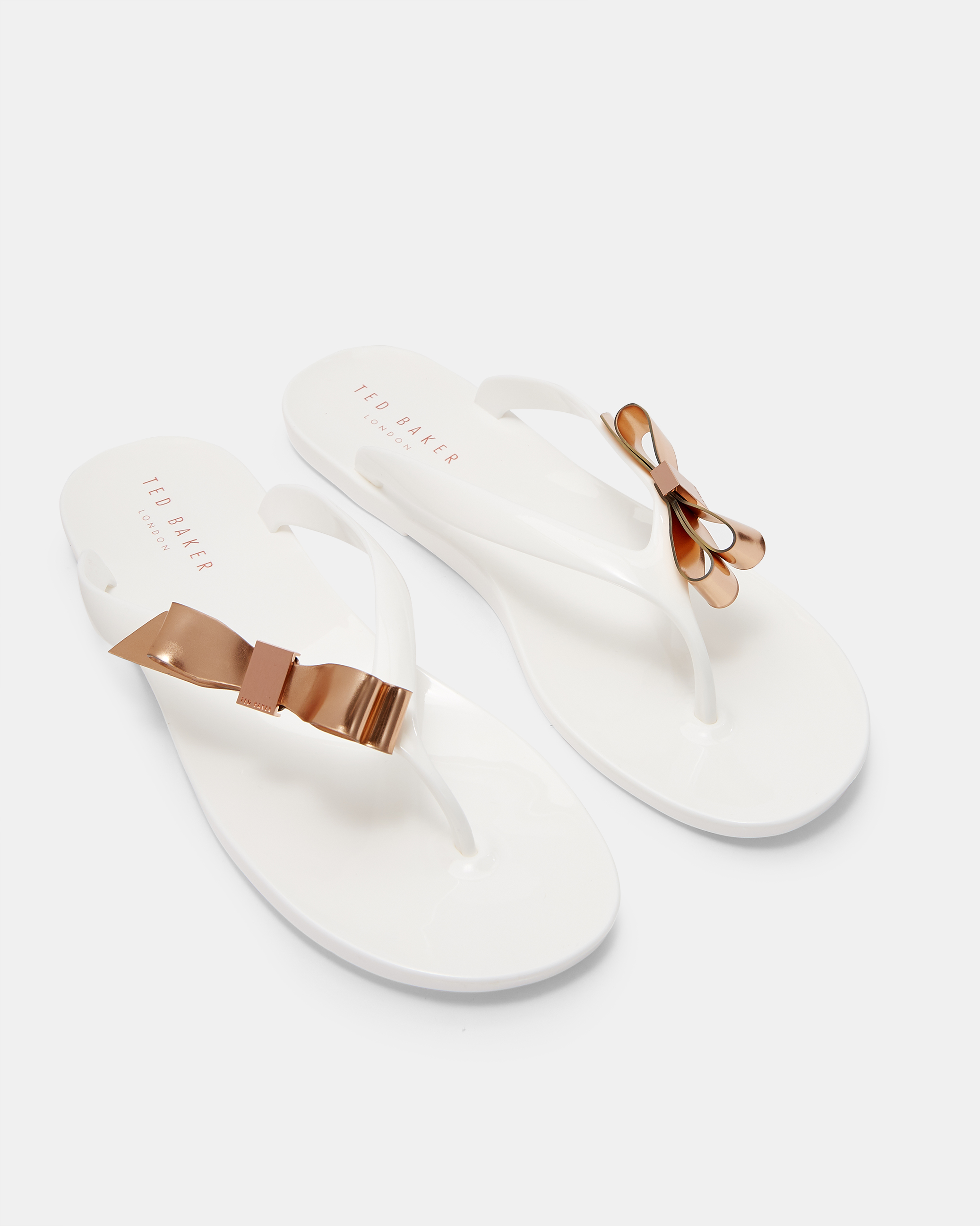 Ted Baker Suzzip Bow Detail Womens White Multicolour Synthetic Flip Flop Sandals