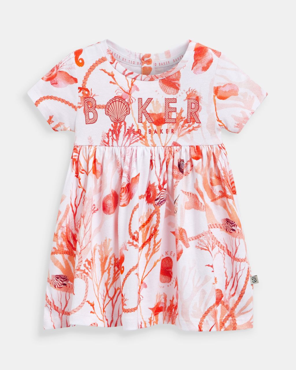 Ted Baker Girls' Printed Short Sleeve Dress In Orange, Sheleiy, Cotton