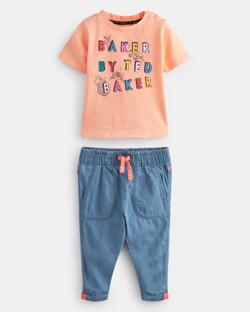 Ted Baker Boys' Graphic T-Shirt And Trousers Set In Pink, Sours, Cotton