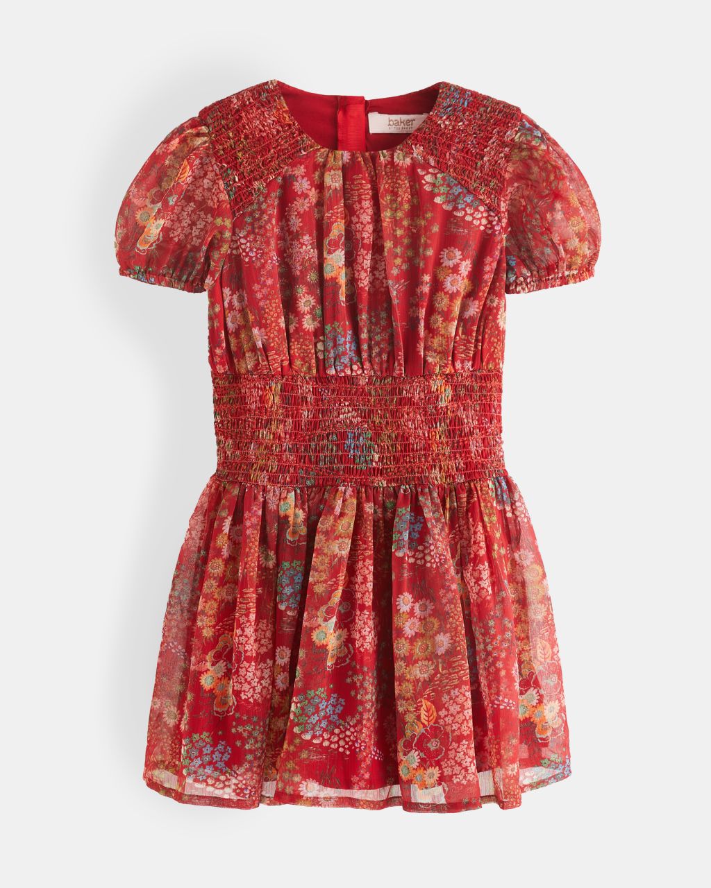 Ted Baker Girls' Shirred Floral Crinkle Dress, Brodei
