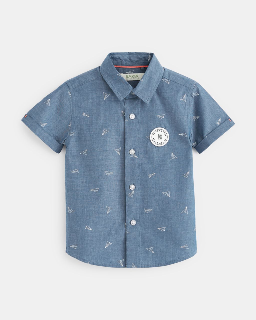 Boys' Embroidered Chambray Shirt In Blue, Admon, Cotton