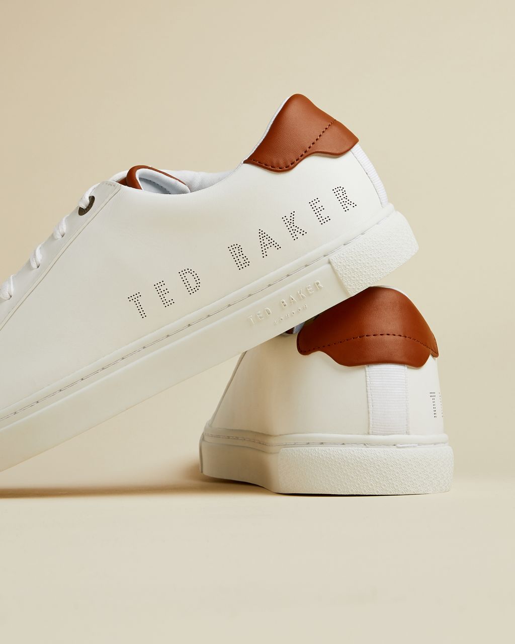 Perforated Branded Leather Trainers