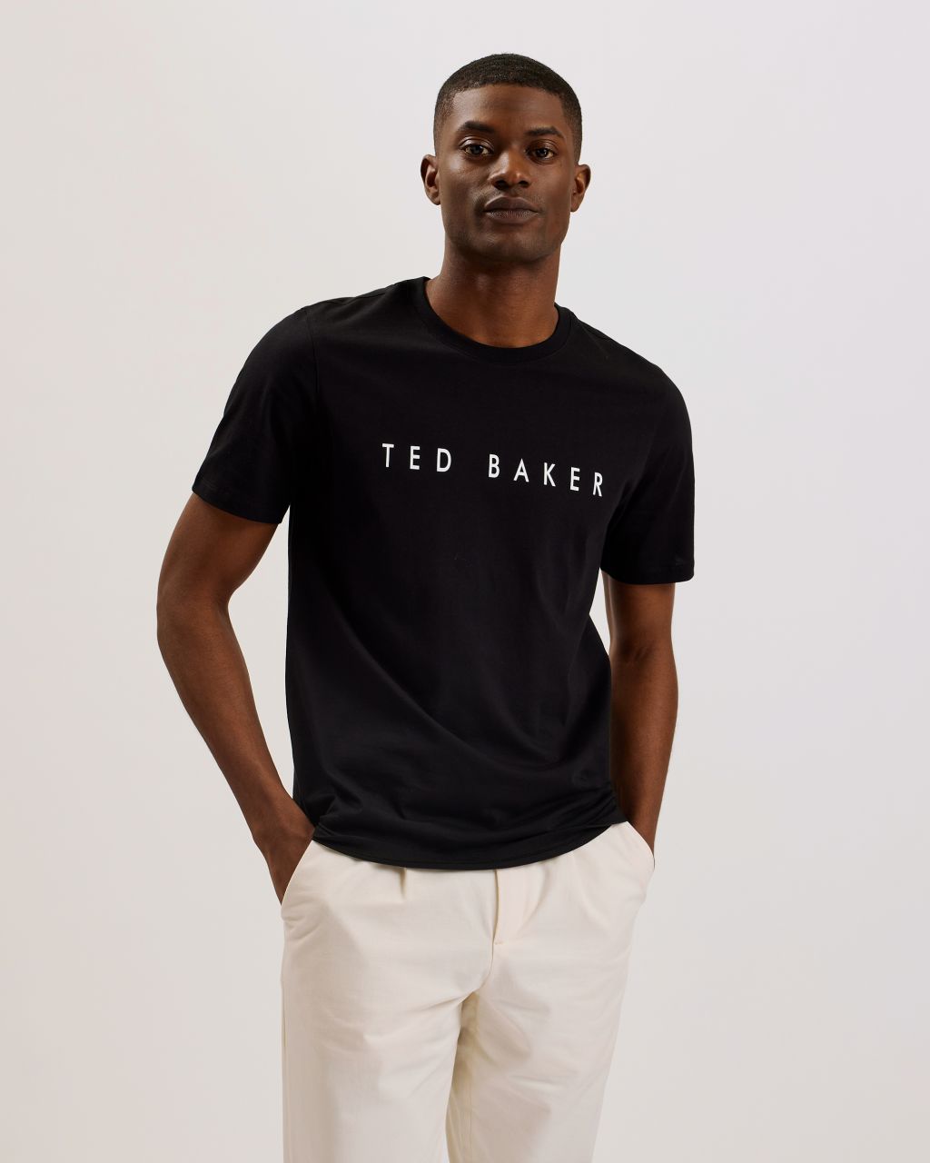 Ted Baker Men's SS Branded T-Shirt in Black, Broni, Cotton