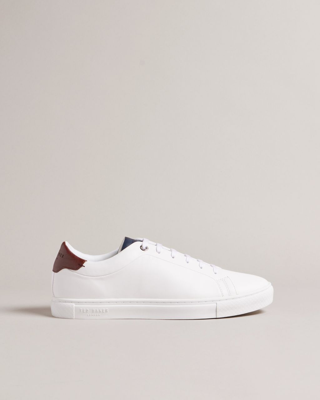 Ted Baker Men's Simple Lace Up Sneaker in White-Red, Triloba, Leather