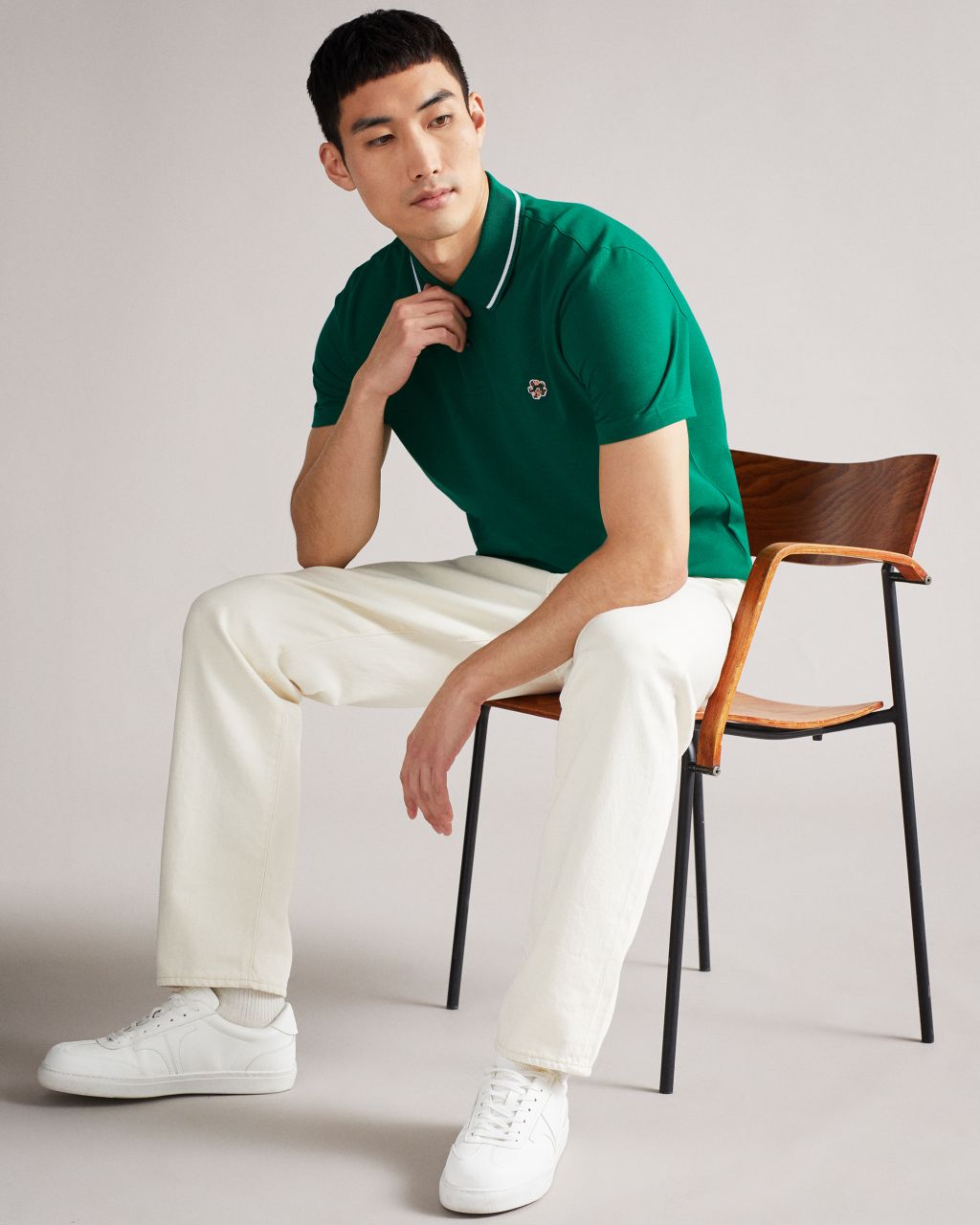 men's short sleeve polo shirt in green, camdn, cotton