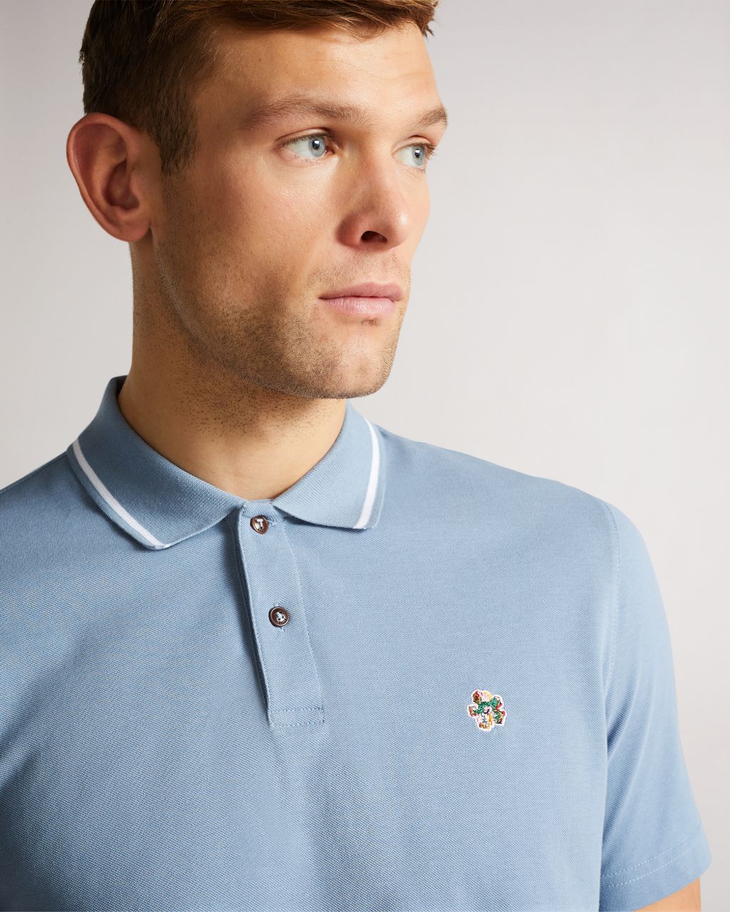 men's short sleeve polo shirt in blue, camdn, cotton