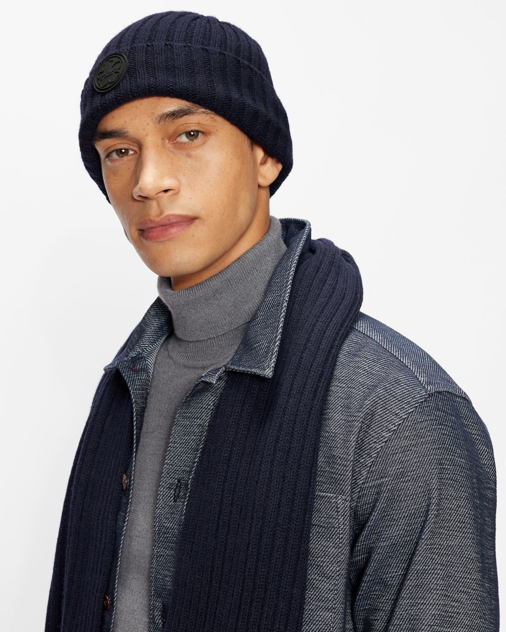 Ribbed Wool Cashmere Blend Beanie