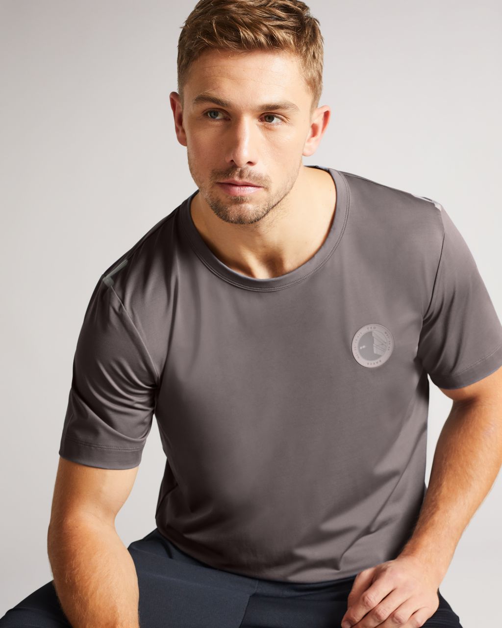 Ted Baker Men's Short Sleeve Active Quick Dry T Shirt in Gray Marl, Roding