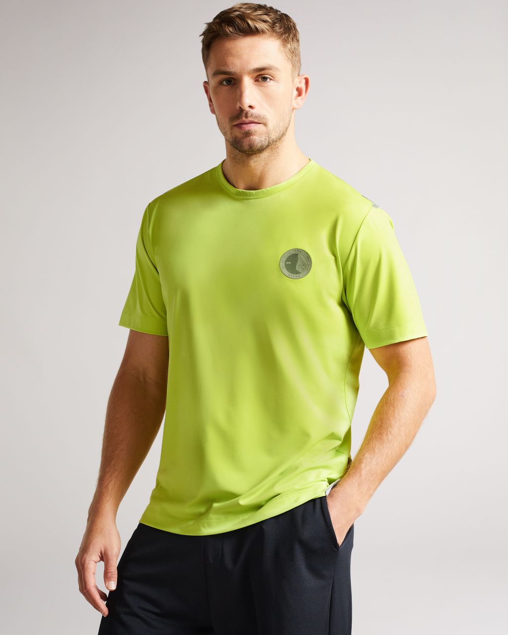 Ted Baker Men's Short Sleeve Active Quick Dry T Shirt in Lime, Roding