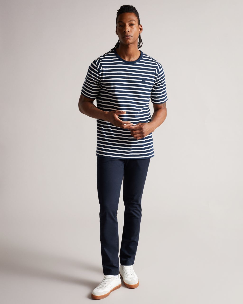 men's breton stripe t shirt in blue, lumsden, cotton