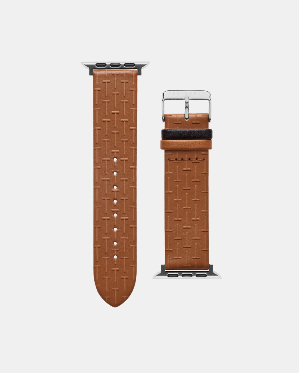 Ted Baker Men's Embossed Leather Apple Watch Strap in Tan, Carbom