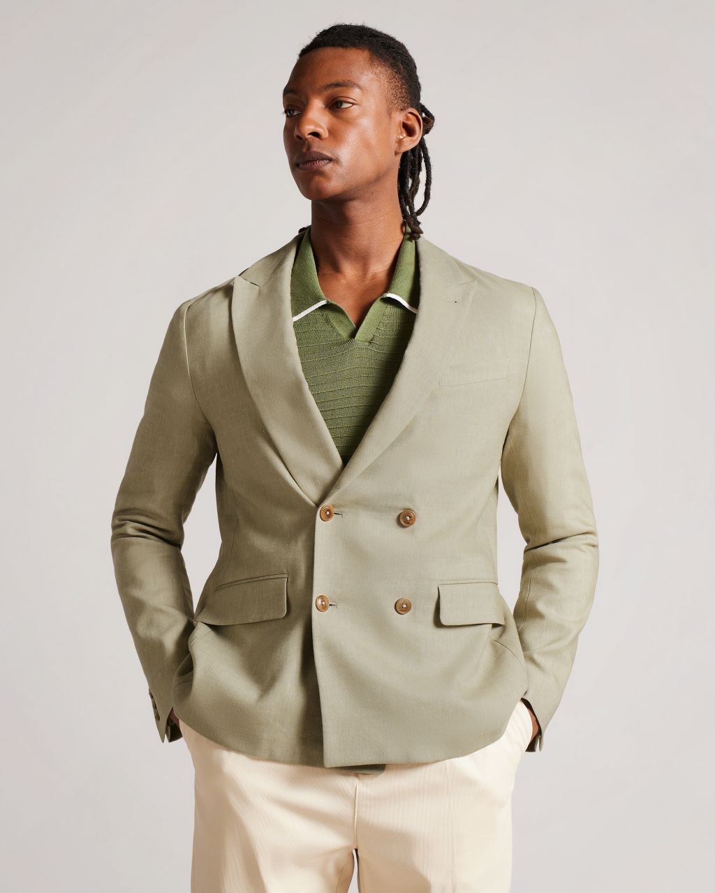 Ted Baker Men's Textured Linen Blazer in Light Green, Oadby