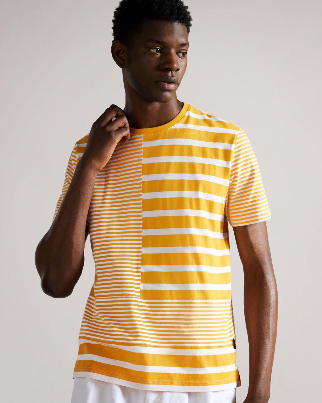Ted Baker Men's Short Sleeve Striped T Detailed T-Shirt in Orange, Lyming