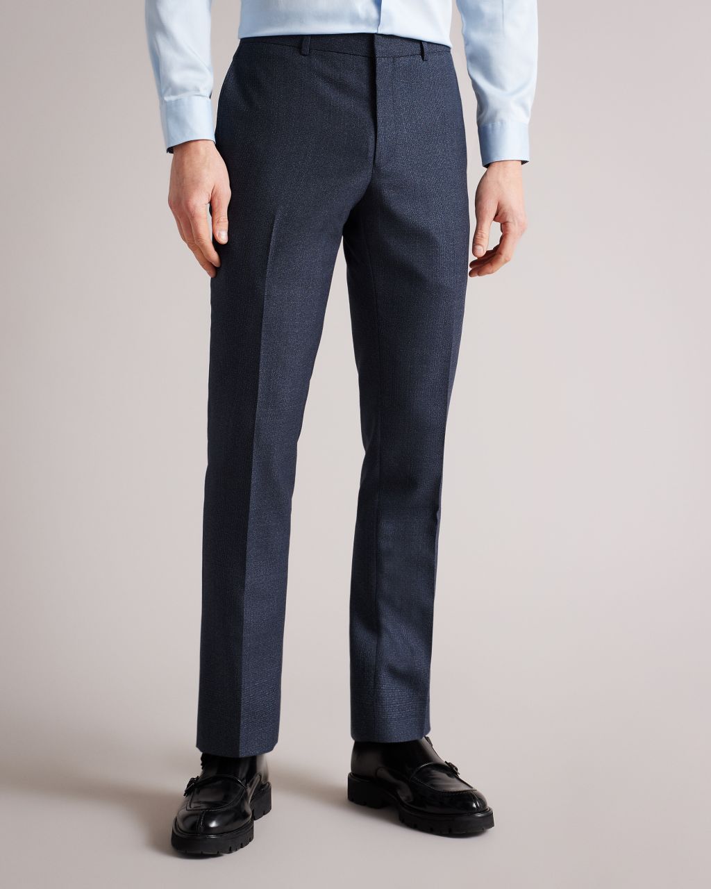 Navy Scratch Slim Fit Suit Trousers