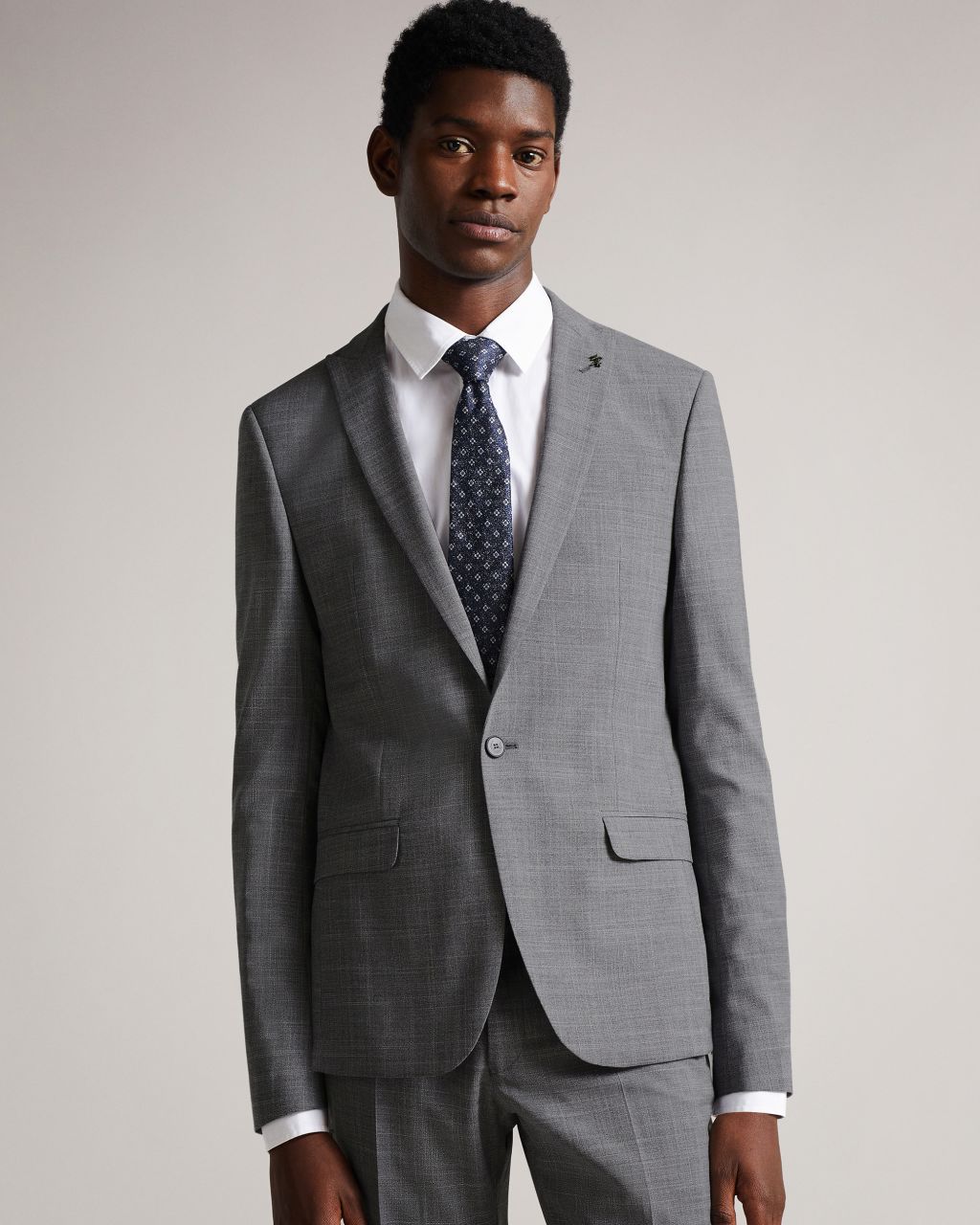 Slim Grey Crosshatch Suit Jacket
