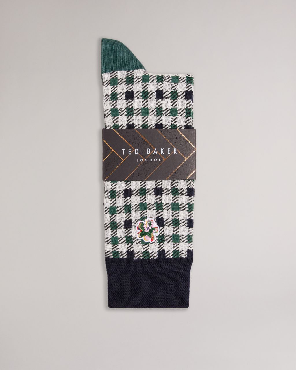 Ted Baker Men's House Check Socks in Green, Detatch, Cotton