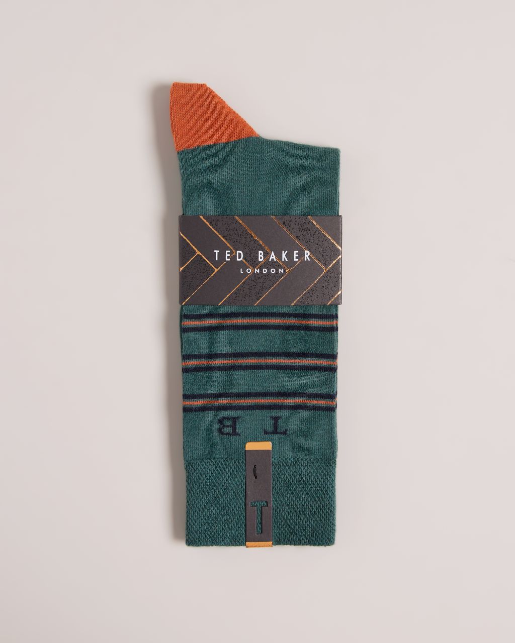 Ted Baker Men's Stripe Socks in Green, Teebees, Cotton