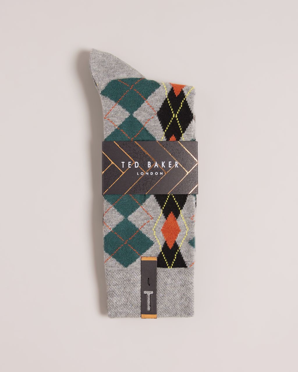 Ted Baker Men's Fair Isle Pattern Socks in Gray, Fairpat, Cotton