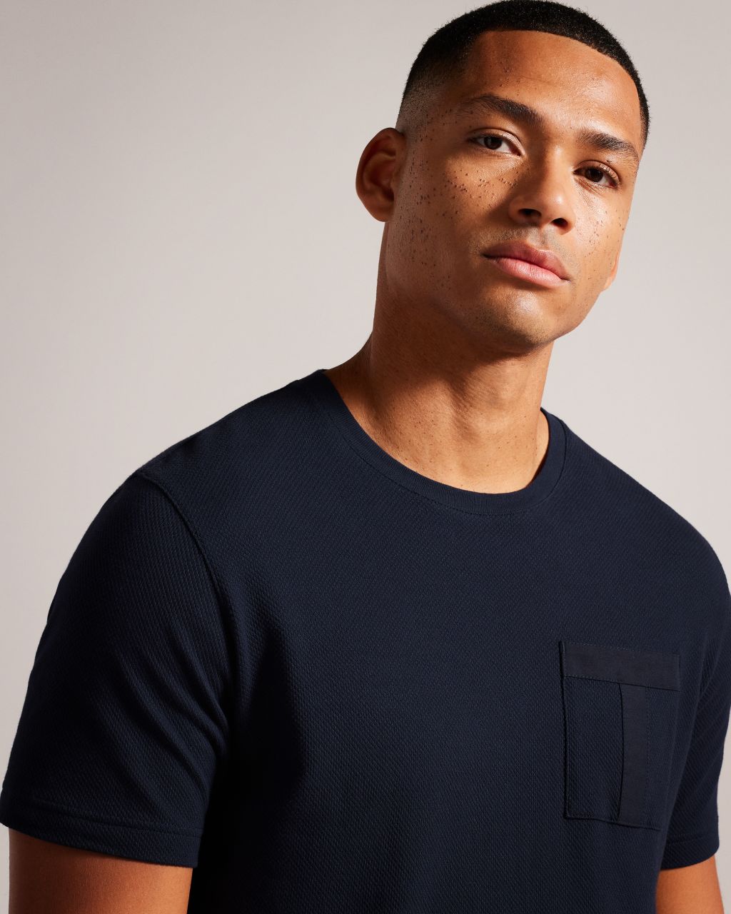Ted Baker Men's Short Sleeve T-Shirt With T Pocket in Navy, Spindle, Cotton