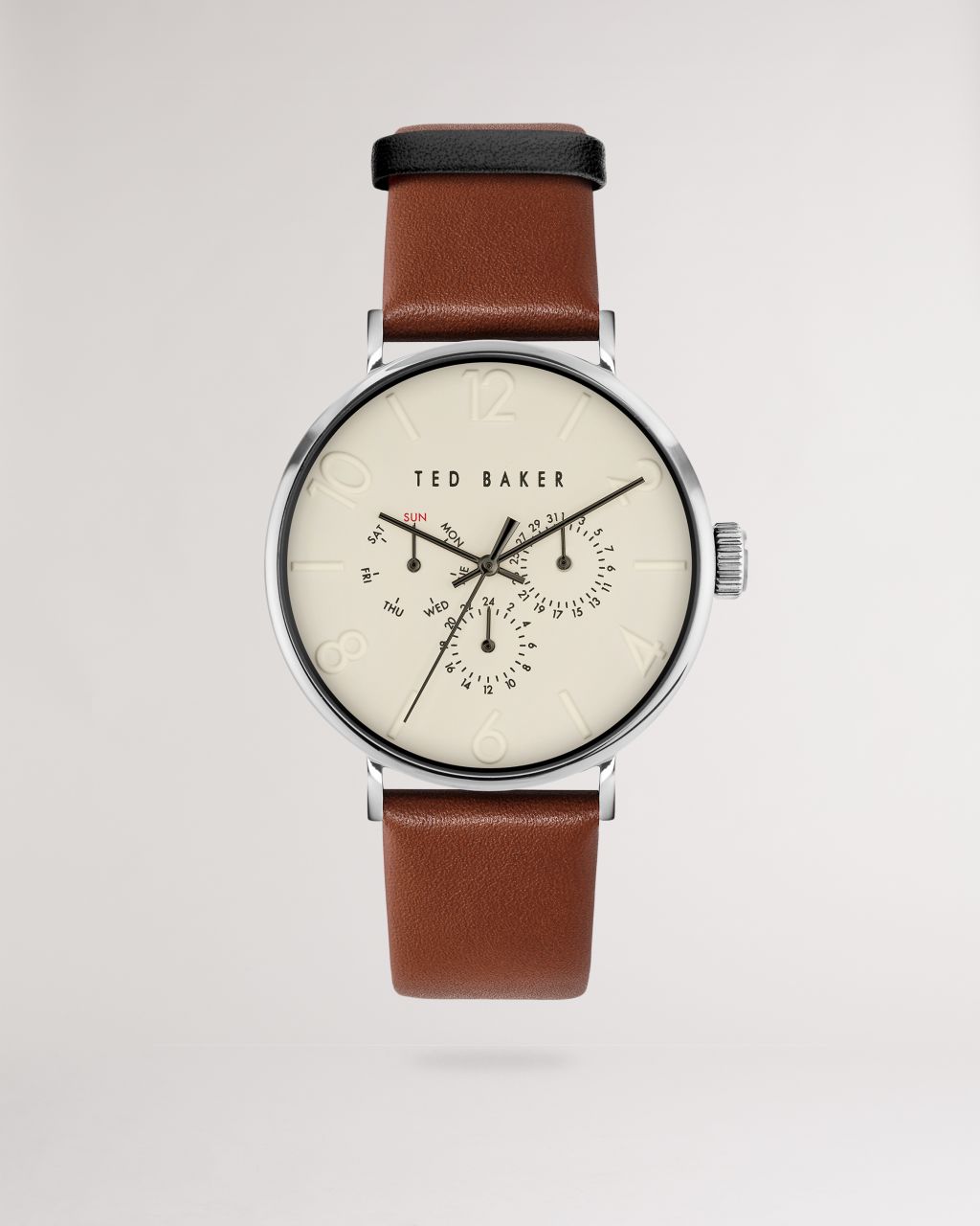 Ted Baker Men's Phylipa Gents Leather Strap Multifunction Watch in Brown, Wodd