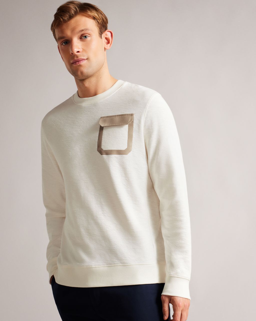 Ted Baker Men's Long Sleeve Relaxed Sweatshirt In White, Escana, Cotton