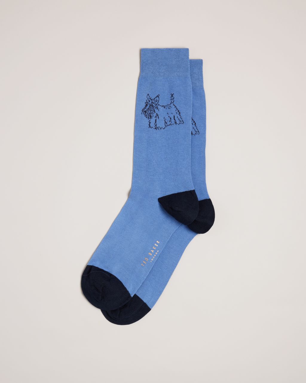 Men's Scottie Dog Print Socks in Blue, Dogsock, Cotton