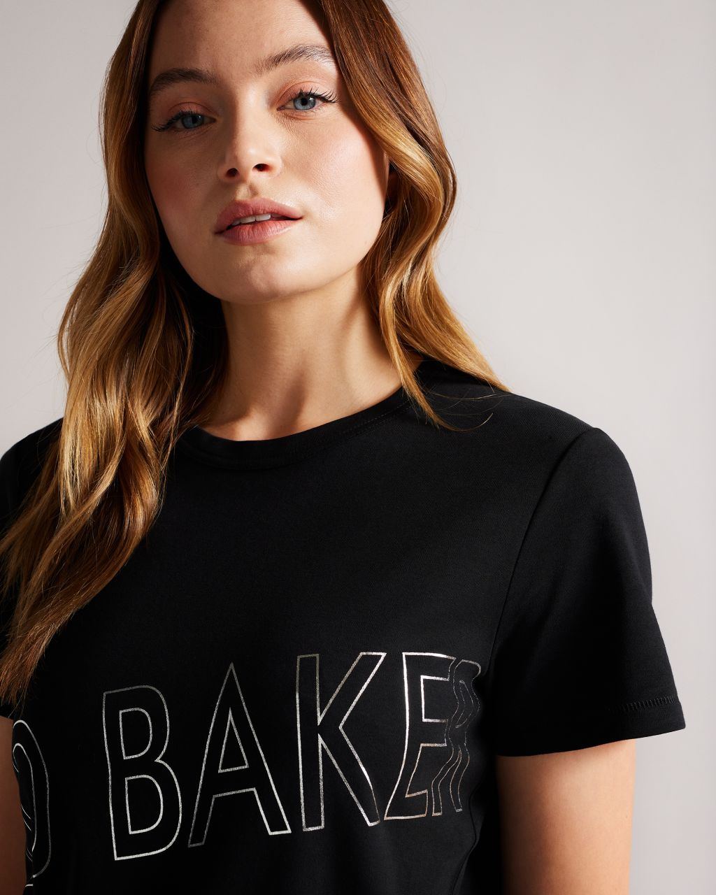 Ted Baker Women's Branded Foil Cotton T-Shirt in Black, Malom