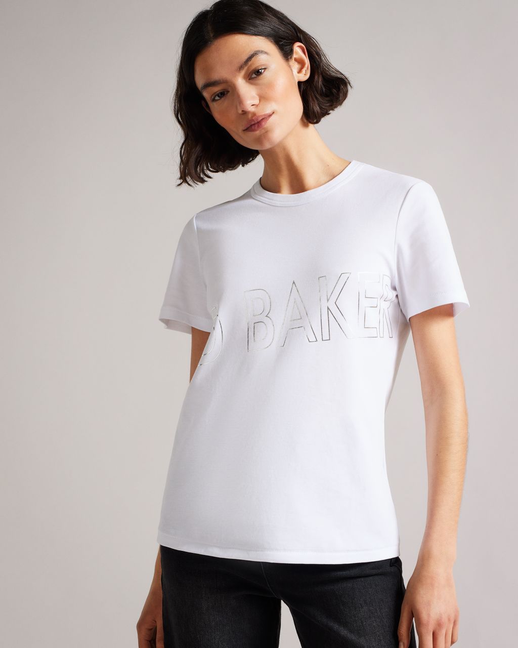 Ted Baker Women's Branded Foil Cotton T-Shirt in White, Malom