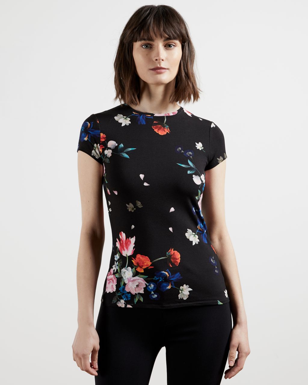Ted Baker Women's Sandalwood Jersey Fitted Tee in Black, Periie
