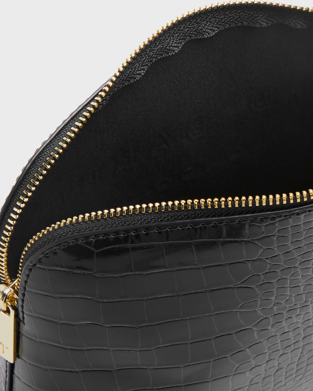 Croc Detail Debossed Makeup Bag