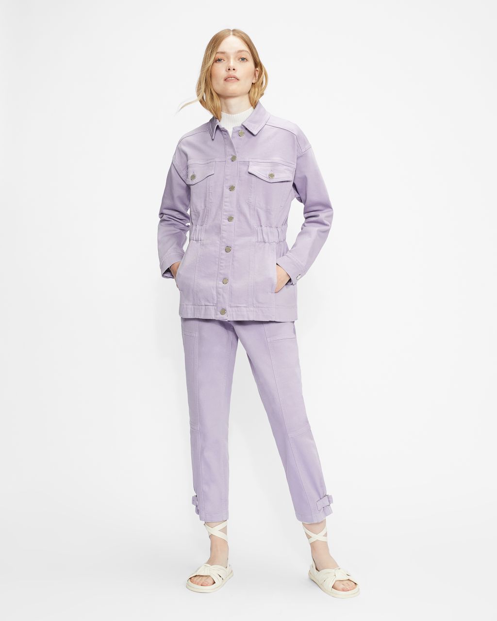 Ted Baker Women's Oversized Denim Jacket With Elastic Waist In Purple, Sofiaz