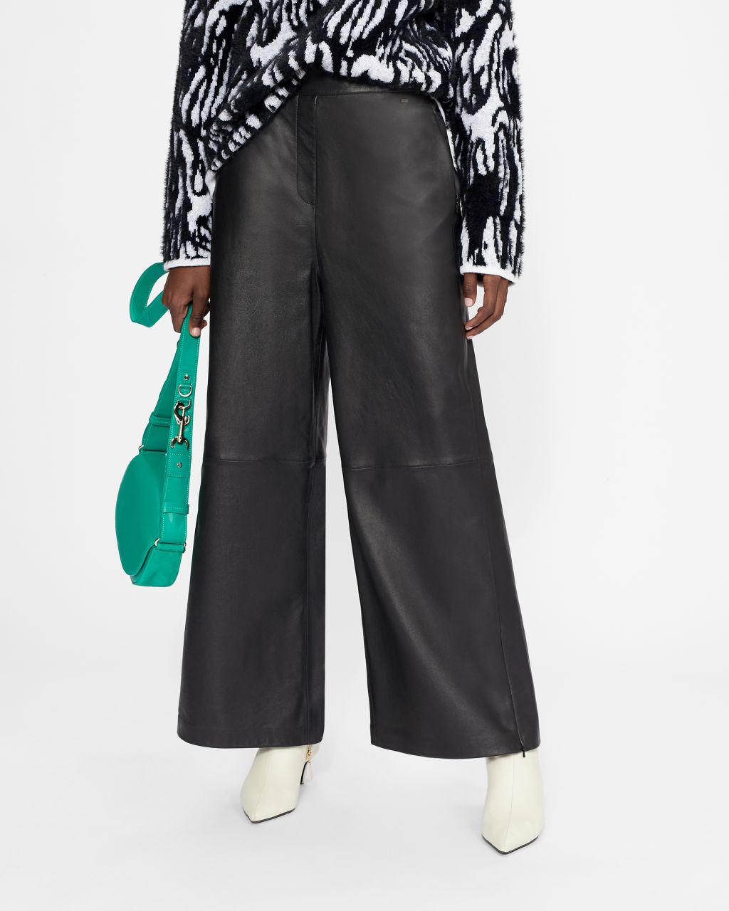 Wide Leg Leather Trousers