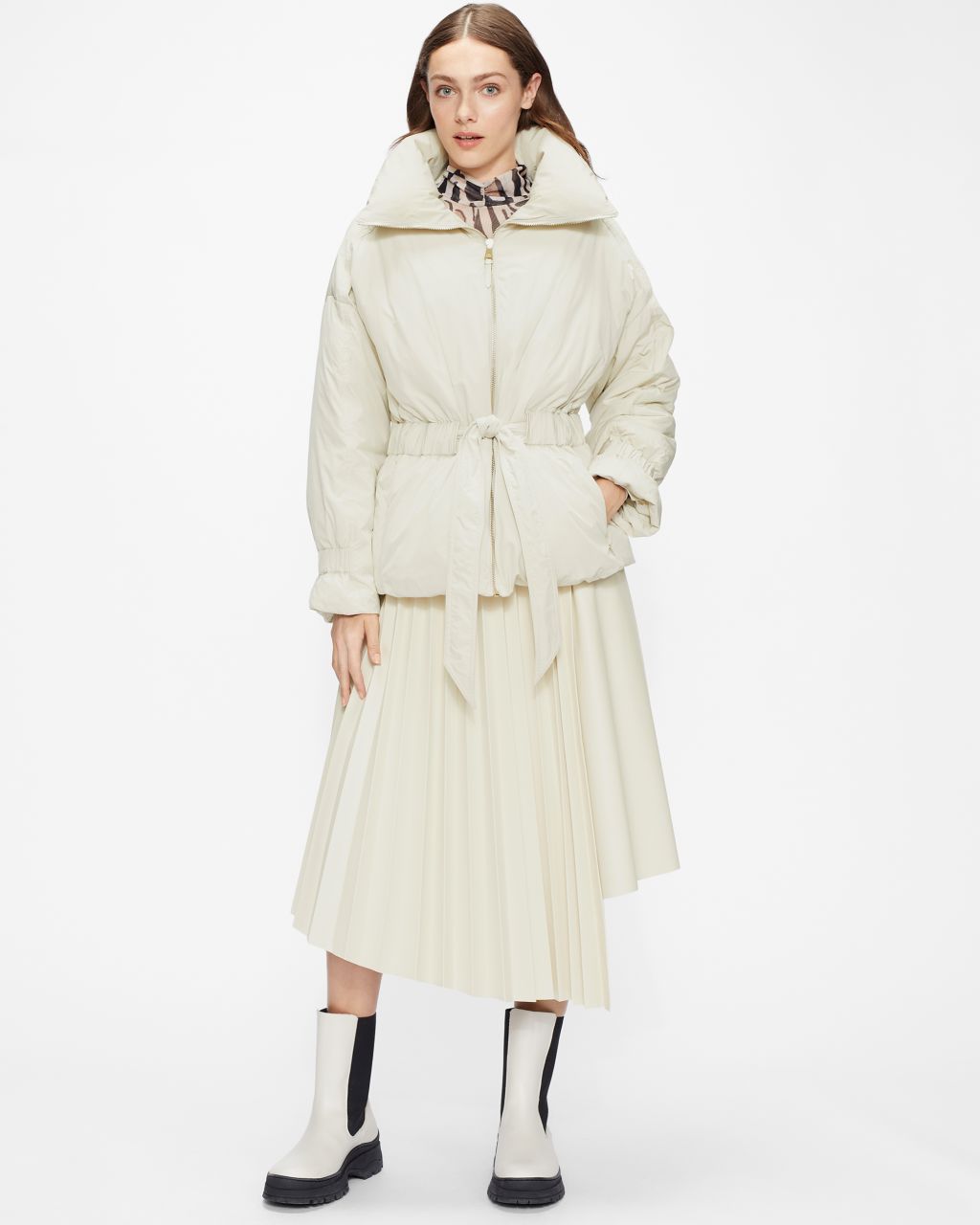 Ted Baker Women's Belted Puffer Jacket in White, Alexiii