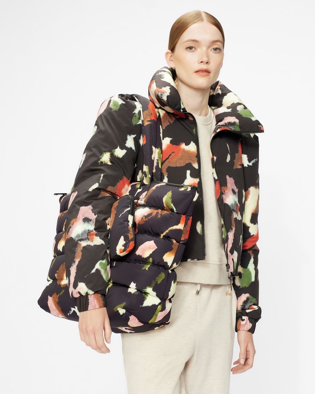 Printed Puffer Cocoon Jacket