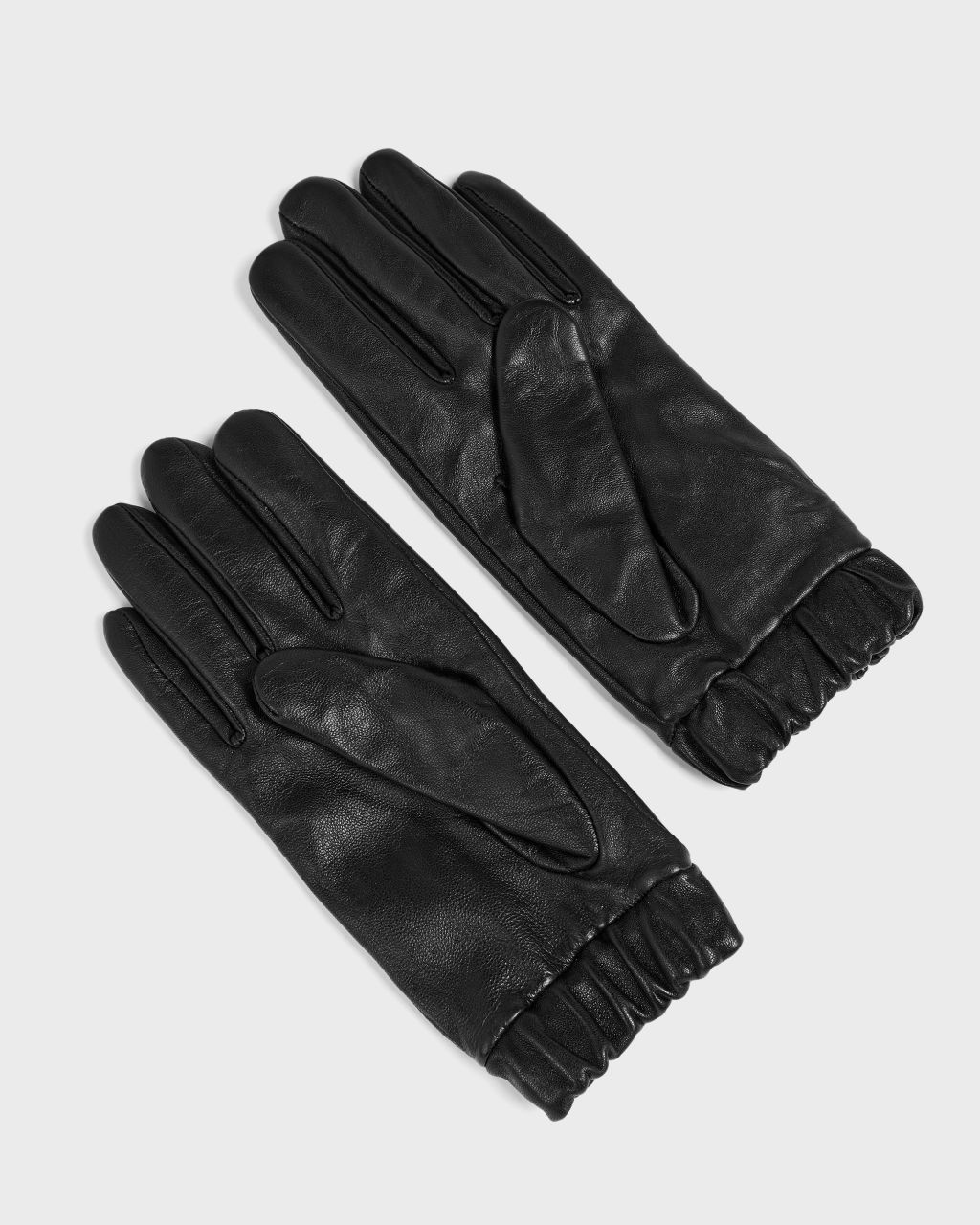 Ruched Cuff Leather Gloves