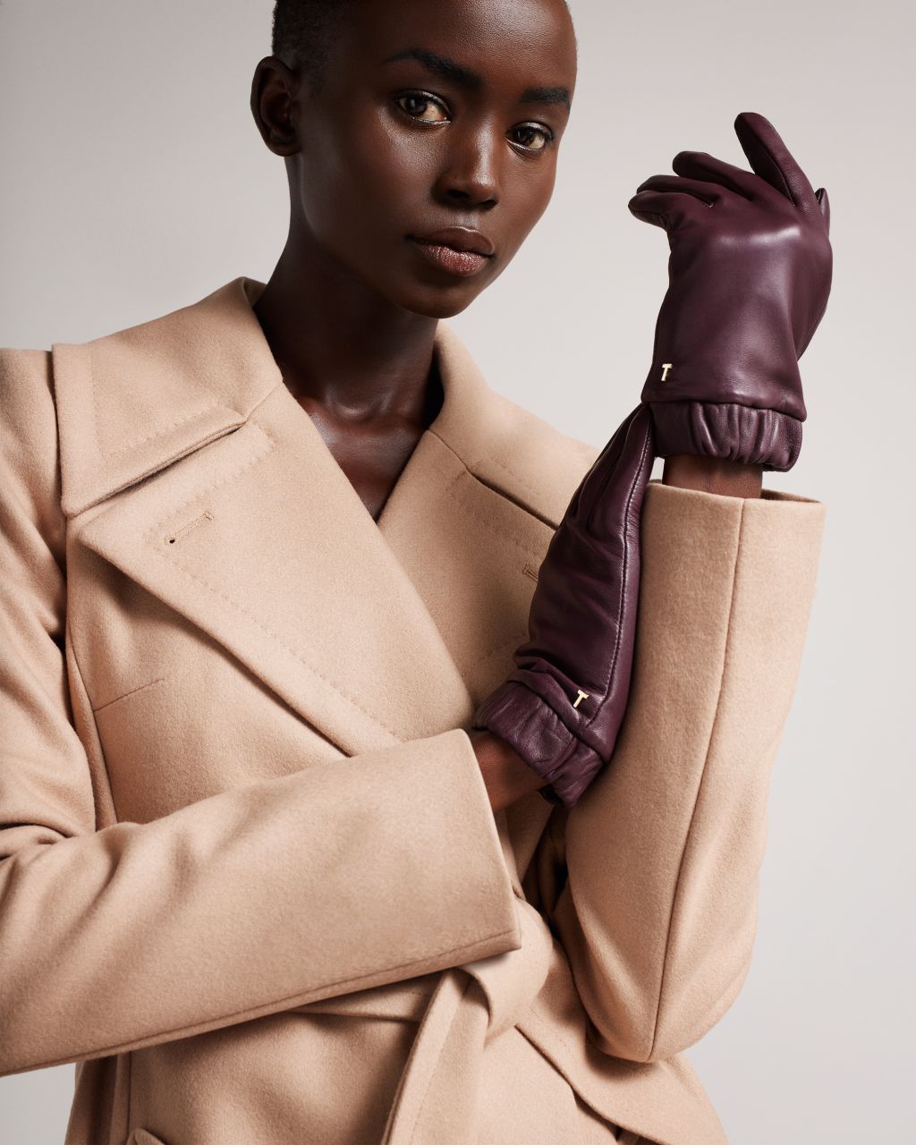 Ruched Cuff Leather Gloves