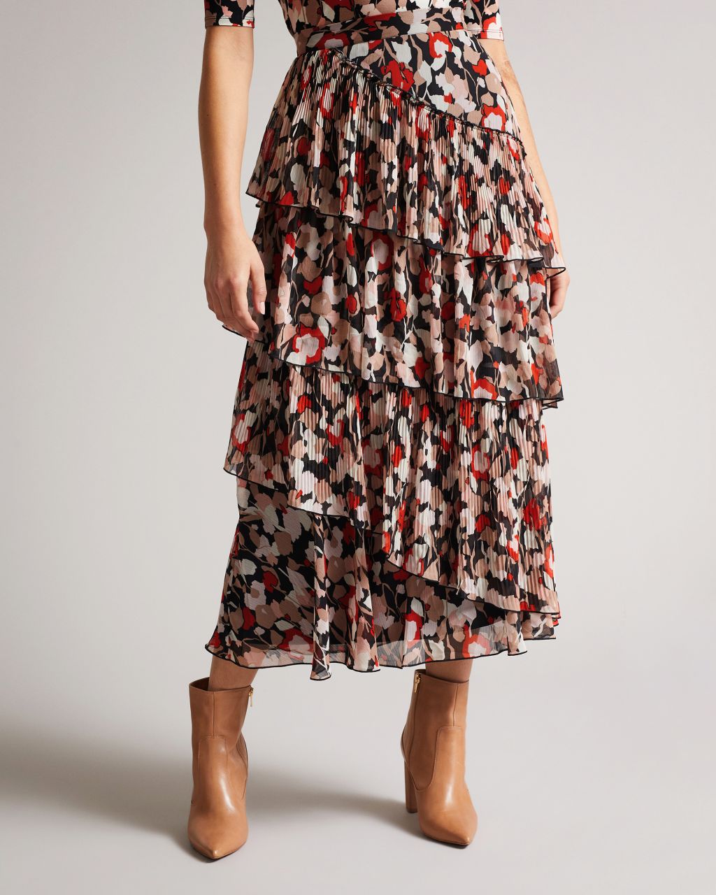 Tiered Frill Midi Skirt