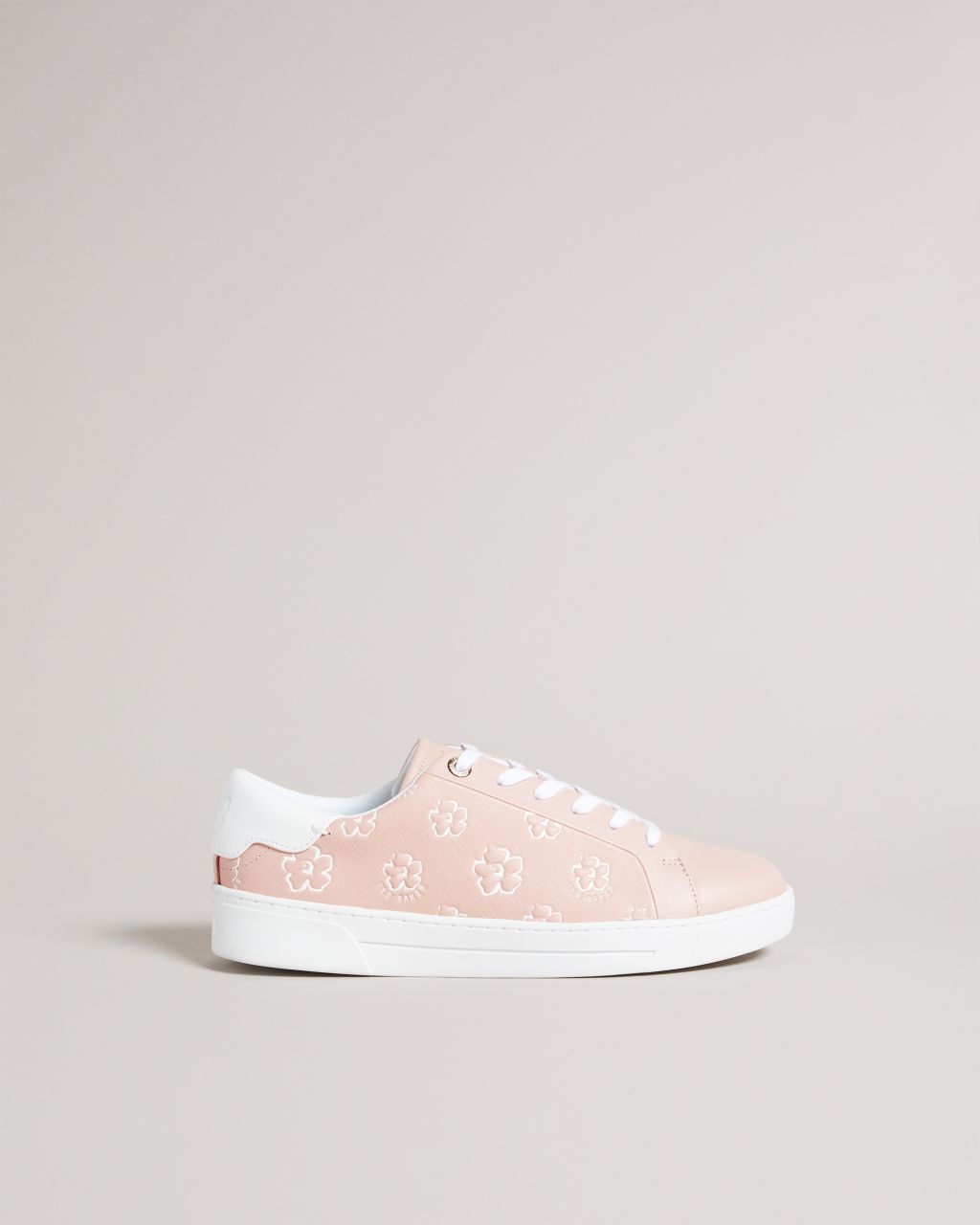 Ted Baker Women's Magnolia Flower Cupsole Trainer in Dusky Pink, Taliy, Leather