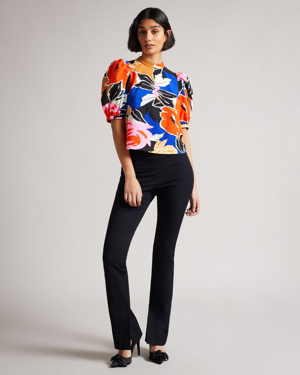 Ted Baker Women's Puff Sleeve Top With Seam Detailing in Black, Azura
