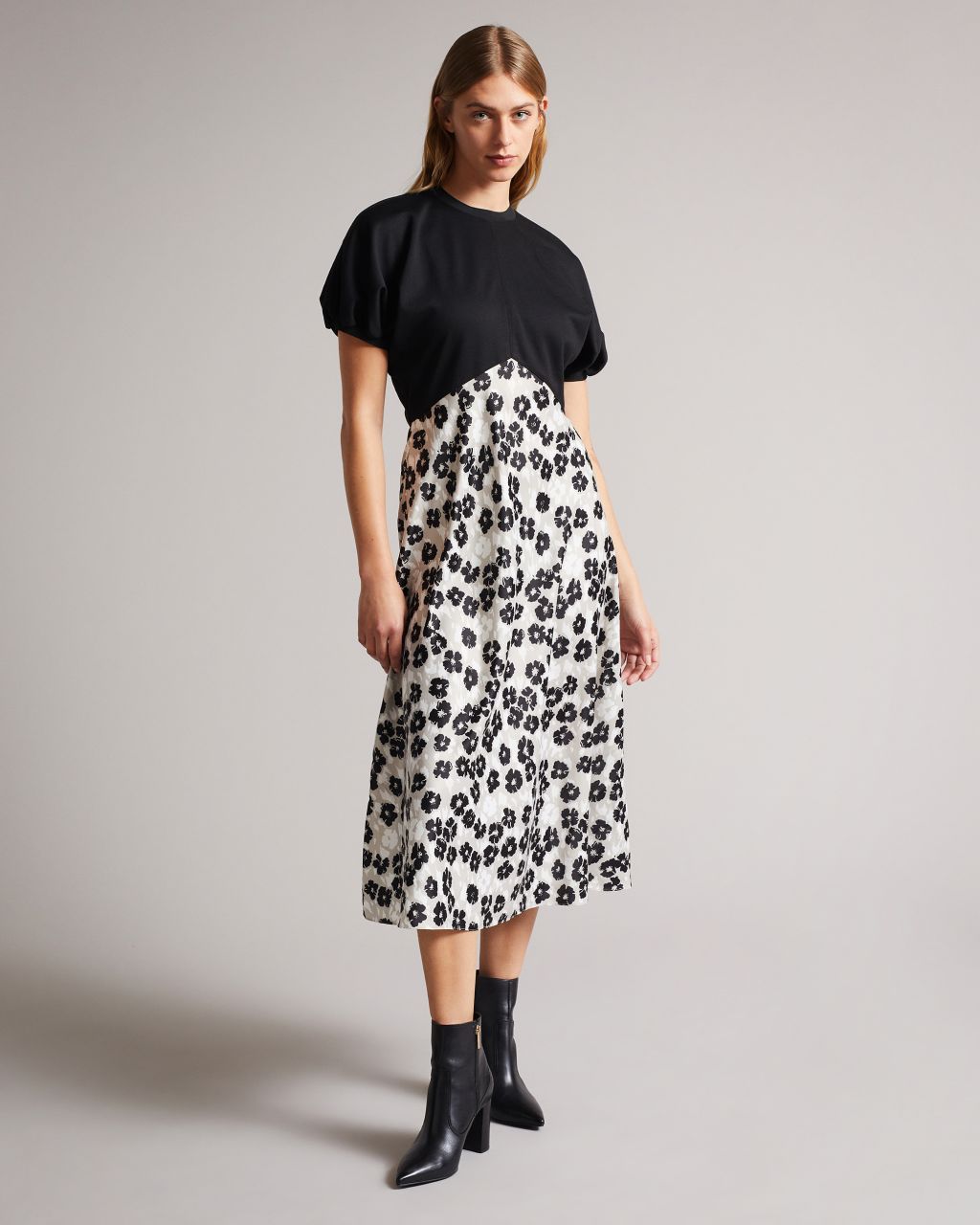 Ted Baker Women's Ponte Top With Midi Skirt Dress in Black, Gwiana